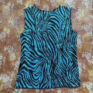 Crinkly brown & blue top